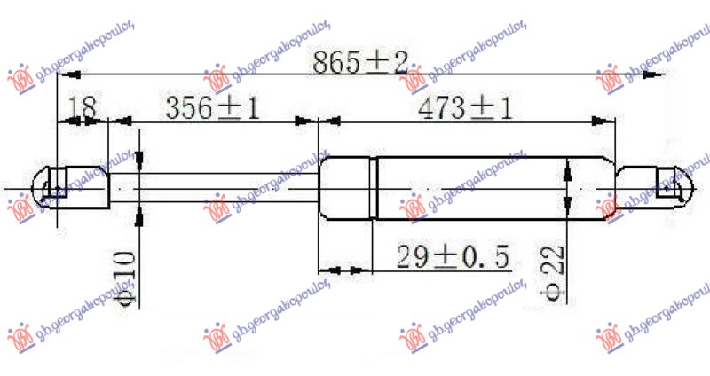 AMORTIZER GEPEK VRATA (865L-370N) FIAT DOBLO 2001-2005 (119/223)
