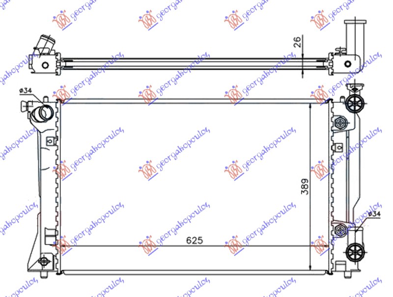 HLADNJAK MOTORA 2.0 i-VVTi BENZIN (AUTO) (625x390) TOYOTA AVENSIS 2003-2008 (T25)
