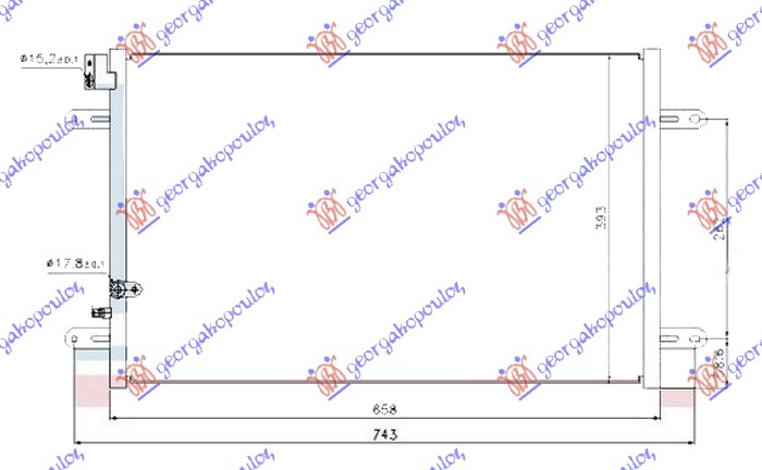HLADNJAK KLIME 3.0 TFSI/3.2/4.2 FSI/5.2 (S6) BENZIN - 2.7/3.0 TDI DIZEL (658x393x16) AUDI A6 2004-2008 (4F2/4F5)