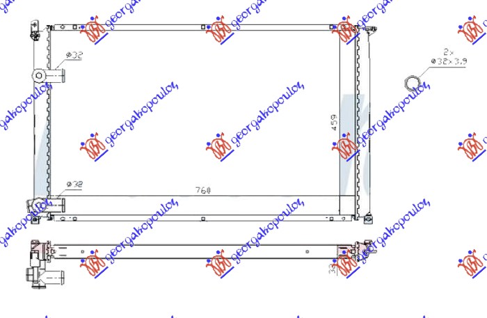 HLADNJAK MOTORA 2.5 DIZEL (+/-AC) (760x459) RENAULT MASTER/MASCOTT 1998-2009 (FH/UH/HH)