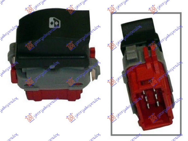 PREKIDAC U PREDNJIM VRATIMA (1 TASTER) (CRVENI KONEKTOR) (6 PIN) OPEL MOVANO 1998-2009 (X70)