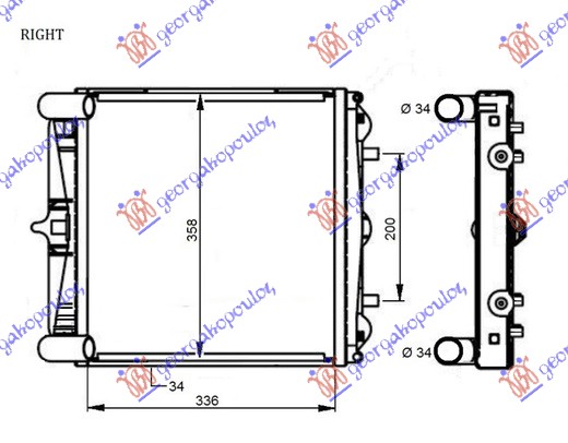 HLADNJAK MOTORA 2.5/2.7-S/3.2 (+/-AC) (33.6x35.8x3.4) PORSCHE BOXSTER 1996-2004 (986)