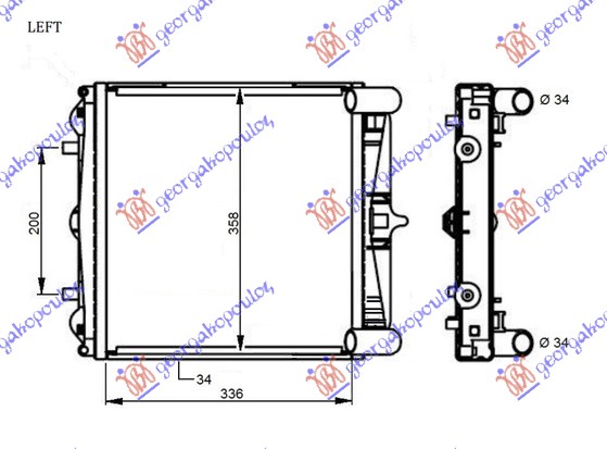 HLADNJAK MOTORA 2.5/2.7/3.2 (+/-AC) (336x358x34) PORSCHE BOXSTER 1996-2004 (986)