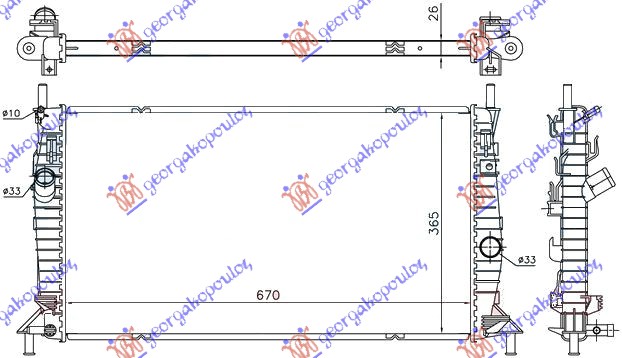 HLADNJAK MOTORA RS305-350-ST225 BENZIN (67x36.5) FORD FOCUS 2004-2008 (DAW/DBW)