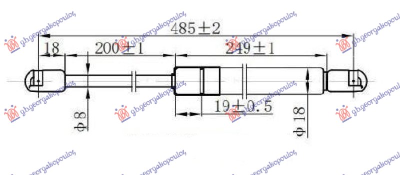 AMORTIZER GEPEK VRATA 3/5 VRATA (484L-530N) FORD FOCUS 2004-2008 (DAW/DBW)