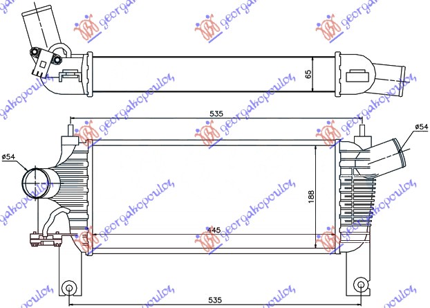 HLADNJAK INTERKULERA 2.5 DCI (44.3x19x64) NISSAN P/U NAVARA 2WD-4WD 2010-2015 (D40)