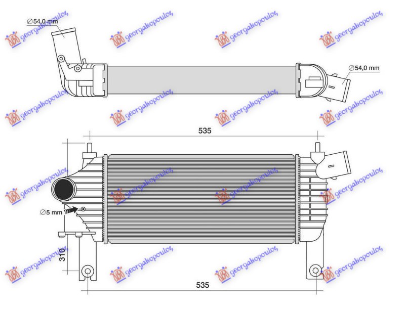 HLADNJAK INTERKULERA 2.5/3.0 DCI DIZEL (455x202) NISSAN PATHFINDER 2006-2013 (R51)