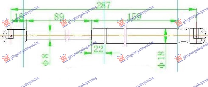 AMORTIZER GEPEK VRATA 4 VRATA (287L-495N) MAZDA 6 2002-2008 (GG/GH/GY)