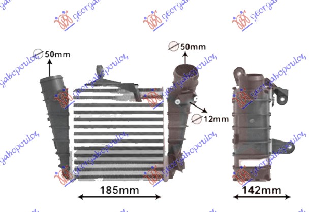 HLADNJAK INTERKULERA 1.8 TURBO BENZIN - 1.4-1.9 TDi DIZEL (185x190x65) VW FOX 2005-2011 (5Z1/5Z3/5Z4/5Z5)