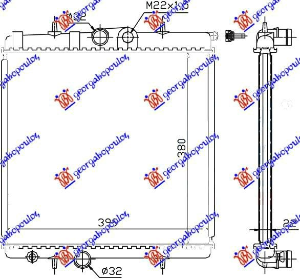 HLADNJAK MOTORA 1.1/1.6 8V (-AC) (38x41.5) PEUGEOT 206 1998-2009 (2A/2C/2D/2E/2K)