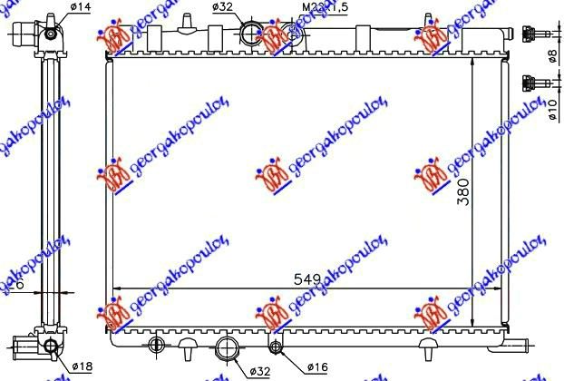 HLADNJAK MOTORA 1.1/1.4i 8V 1.6i 16V (380x550) PEUGEOT 206 1998-2009 (2A/2C/2D/2E/2K)