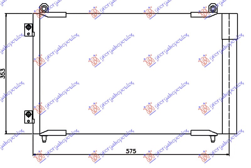 HLADNJAK KLIME 1.6 HDi DIZEL DV6TED4 (530x350x16) PEUGEOT 206 1998-2009 (2A/2C/2D/2E/2K)