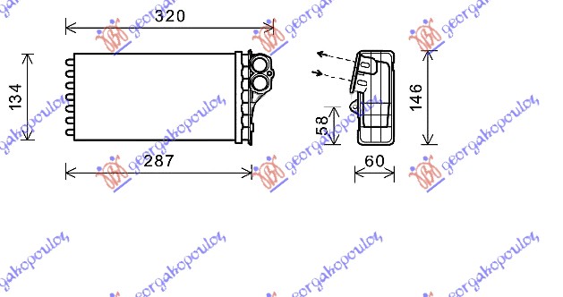 GREJAC KABINE (246x134x35) 03- (SA 1 SRAFOM) PEUGEOT 206 1998-2009 (2A/2C/2D/2E/2K)