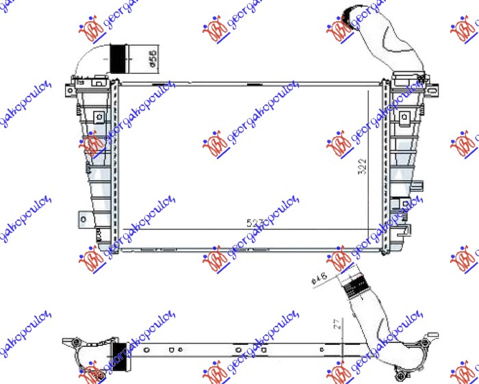 HLADNJAK INTERKULERA 2.0 BENZIN - 1.7/1.9 CDTI DIZEL (523x322)(NISSENS) OPEL ZAFIRA 2005-2012 (A05)