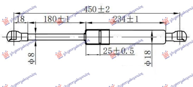AMORTIZER GEPEK VRATA (451L-385N) RENAULT CLIO III 2006-2009 (BR0 1/CR0 1)