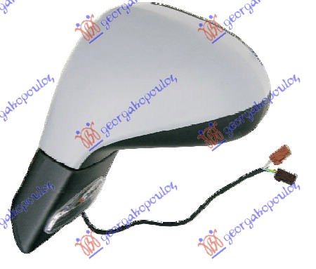 RETROVIZOR ELEKTRICNI PM (MIGAVAC) (ASFERICNO STAKLO) PEUGEOT 207 2006-2014 (WD/WA/WC)