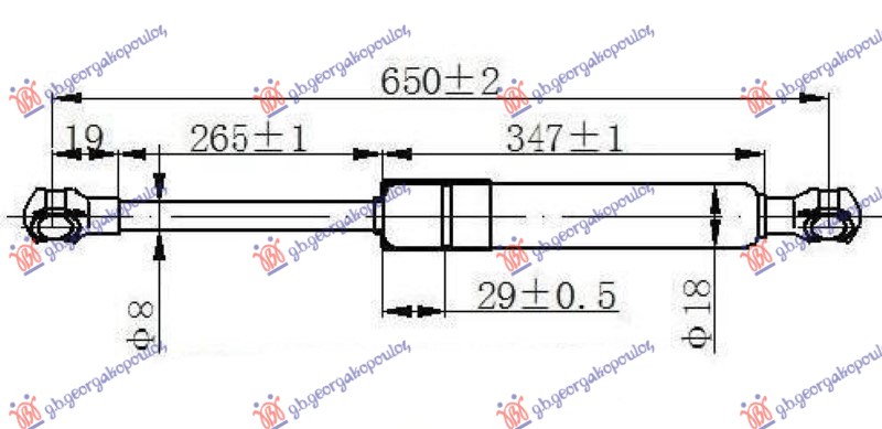 AMORTIZER GEPEK VRATA (CC) (631L-500N) PEUGEOT 207 2006-2014 (WD/WA/WC)