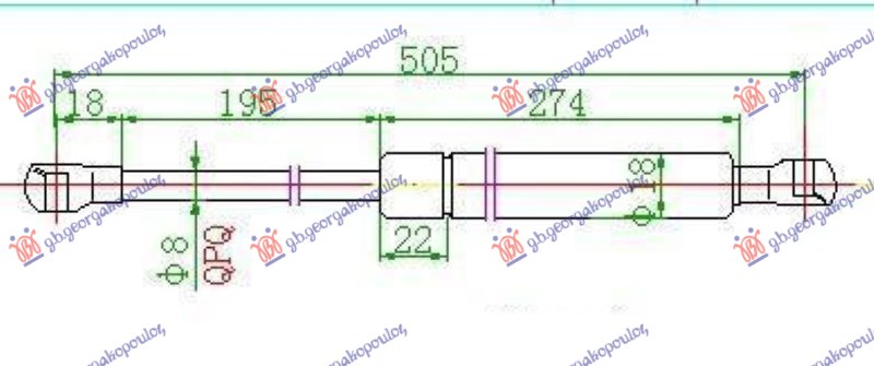AMORTIZER GEPEK VRATA KARAVAN (505L-490N) PEUGEOT 207 2006-2014 (WD/WA/WC)