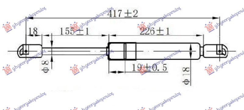 AMORTIZER GEPEK VRATA 3/5 VRATA (417L-500N) RENAULT MEGANE SDN-H/B-L/B 2002-2005 (LM0/LM1)