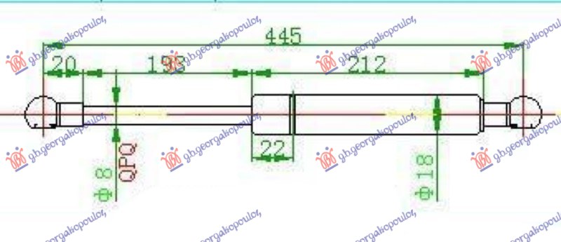 AMORTIZER GEPEK VRATA (CABRIO) (446L-490N) RENAULT MEGANE CABRIO 2003-2006 (EM0/EM1)