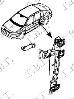 PODIZAC ZADNJEG PROZORA MEHANICKI 4/5 VRATA (A KVALITET) RENAULT MEGANE SDN-H/B-L/B 2005-2008 (LM0/LM1)