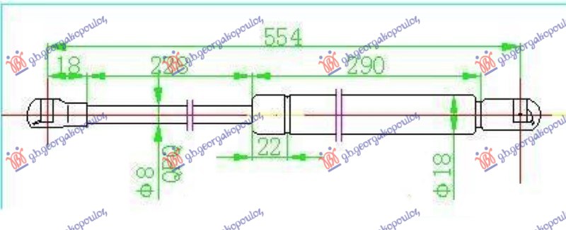 AMORTIZER GEPEK VRATA (555L-305N) TOYOTA AYGO 2012-2014 (B1)