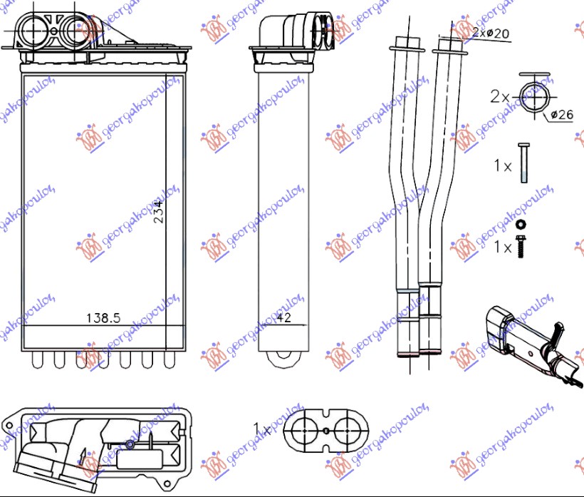 GREJAC KABINE (+AC) (235x140x42) TOYOTA AYGO 2006-2012 (B1)