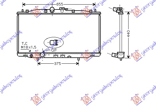 HLADNJAK MOTORA 2.0/2.4 BENZIN (MAN) (375x713x16) HONDA ACCORD 2003-2008 (CL/CN/CW/CU/CM)