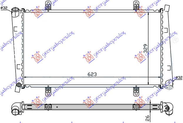 HLADNJAK MOTORA 1.9 TD (623x329x26) 00-06 MITSUBISHI CARISMA 1996-2005 (DA)