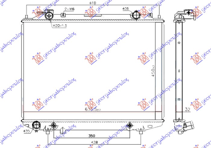 HLADNJAK MOTORA 2.5/3.0 TDCi DIZEL (AUTO) (450x635) FORD RANGER 2006-2009 (ER/EQ/R/ET)