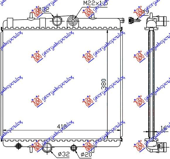 HLADNJAK MOTORA 1.4cc (-AC) (38x40) PEUGEOT 307 2001-2005 (3A/3C)