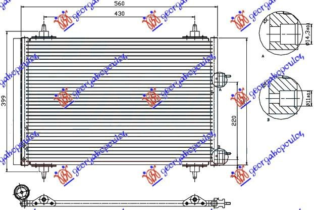 HLADNJAK KLIME BENZIN/DIZEL (510x370) PEUGEOT 307 2001-2005 (3A/3C)