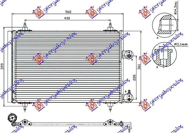 HLADNJAK KLIME 2.0i 16V - 2.0 HDi (510x360x16) PEUGEOT 307 2001-2005 (3A/3C)