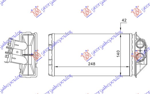 GREJAC KABINE (248x140) DIZEL (TIP MARELLI) PEUGEOT 307 2001-2005 (3A/3C)