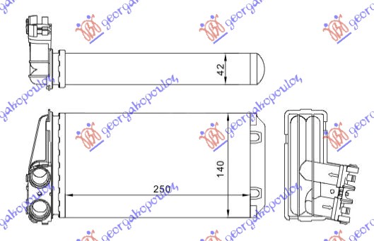 GREJAC KABINE (250x140) (TIP MARELLI) (BEZ AUTOMATSKE KLIME) PEUGEOT 307 2001-2005 (3A/3C)
