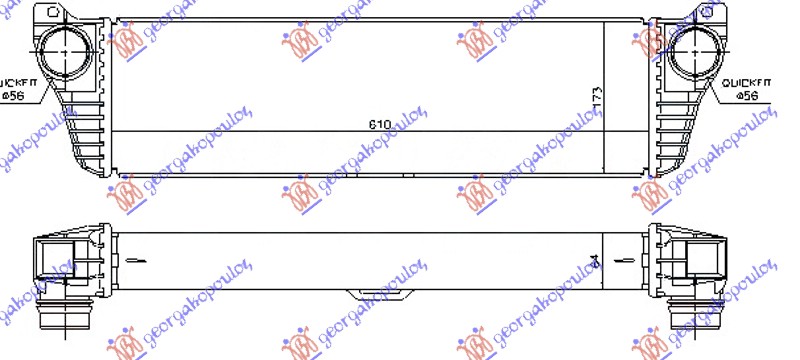 HLADNJAK INTERKULERA 2.0-2.2 CDi (610x170x64) 10- MERCEDES VITO & VIANO 2004-2010 (W639)
