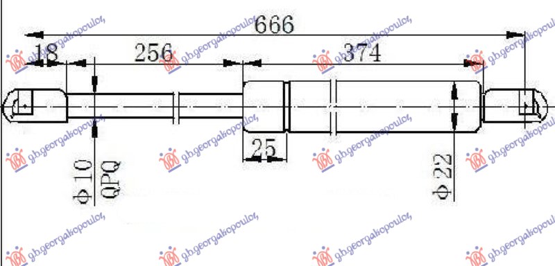 AMORTIZER GEPEK VRATA (667L-755N) MERCEDES VITO & VIANO 2004-2010 (W639)