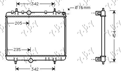 HLADNJAK MOTORA BENZIN/DIZEL (38x55x1.8) SA NOSACEM VENTILATORA PEUGEOT 307 2005-2007 (3A/3C)