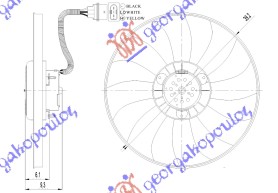 VENTILATOR HLADNJAKA (MOTOR+ELISA) (90W) (390mm) (3 PIN) (TEMIC TIP) SKODA ROOMSTER-PRAKTIK 2006-2010 (5J7)
