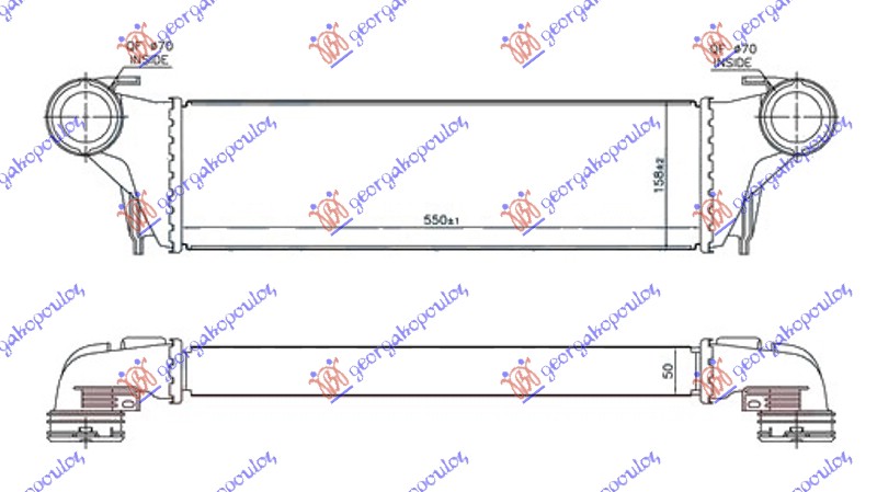 HLADNJAK INTERKULERA 3.0 D DIZEL (550x158x50) CEV 70 BMW X5 2000-2007 (E53)
