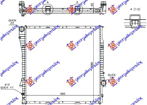 HLADNJAK MOTORA 4.4-4.6-4.8 BENZIN/DIZEL (AUTO) (59x60x4.0) BMW X5 2000-2007 (E53)