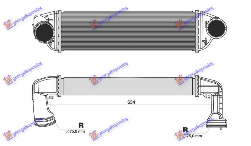 HLADNJAK INTERKULERA 2.0-3.0 D DIZEL (540x160x62) BMW X3 2004-2007 (E83)