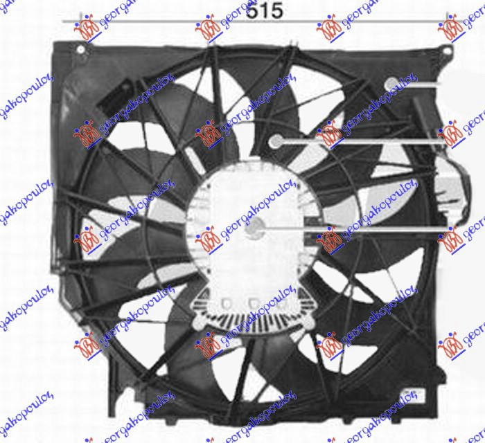VENTILATOR KOMPLET (2.5/3.0 BENZIN - 2.0/3.0 DIZEL) (490mm) (3 PIN) BMW X3 2004-2007 (E83)