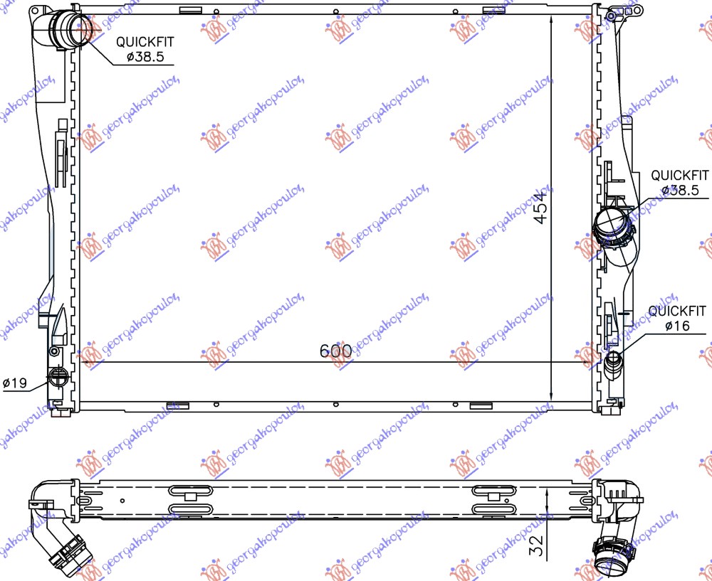 HLADNJAK MOTORA ZA SVE MODELE BENZIN (MAN/AUTO) (600x460x32) 2 CEVI BMW SERIES 3 SDN/S.W. 2008-2012 (E90/E91)