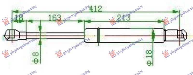 AMORTIZER GEPEK VRATA (412L-400N) BMW SERIES 1 3/5D 2004-2011 (E81/E87)