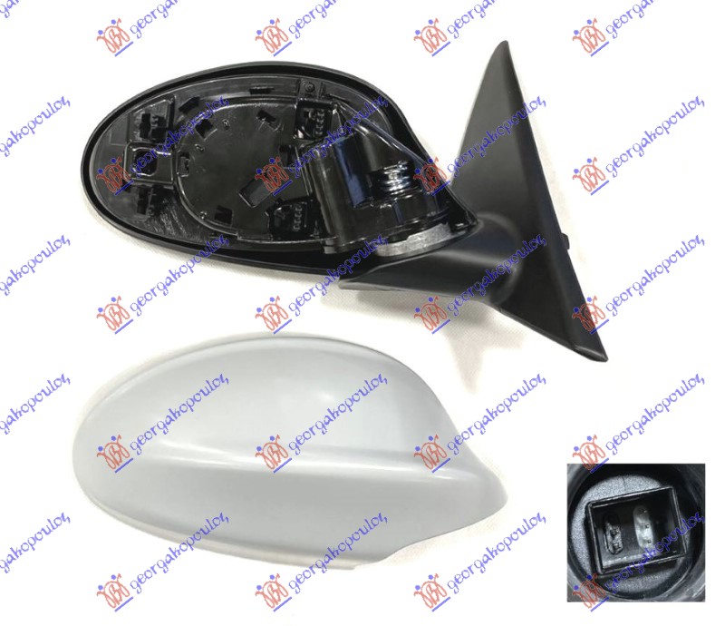 RETROVIZOR ELEKTRICNI SA GREJACEM PM (5 PIN) (A KVALITET) (KONVEKSNO STAKLO) BMW SERIES 3 SDN/S.W. 2005-2008 (E90/E91)