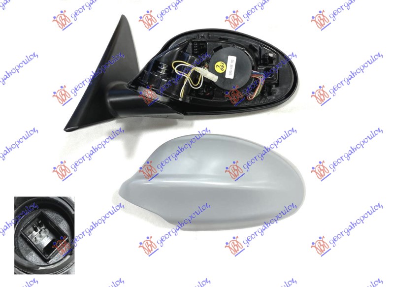 RETROVIZOR ELEKTRICNI SA GREJACEM PM (ELEKTRO-SKLOPIV) (MEMORIJA) (3 PIN) (ASFERICNO STAKLO) BMW SERIES 3 SDN/S.W. 2005-2008 (E90/E91)