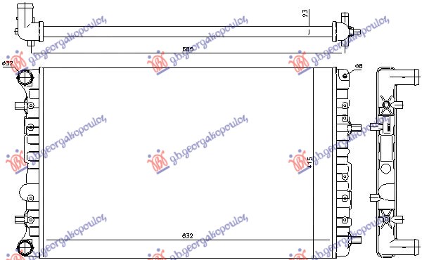 HLADNJAK MOTORA 1.4 BENZIN (632x415) SA CREVOM VW FOX 2005-2011 (5Z1/5Z3/5Z4/5Z5)