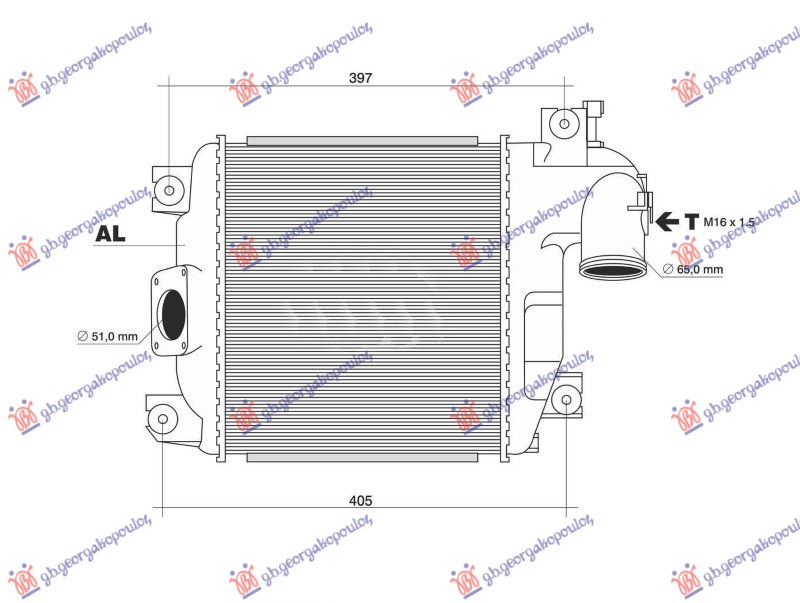 HLADNJAK INTERKULERA 2.5-3.0 D4d (275x302x50) TOYOTA HI-LUX 2WD/4WD 2005-2009 (N1/N2/N3)