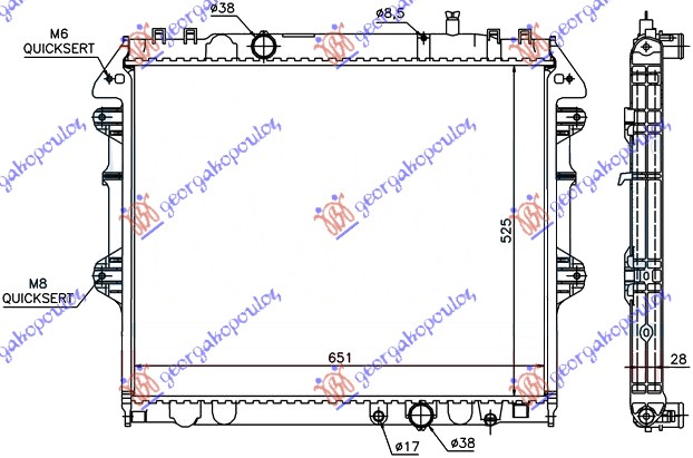 HLADNJAK MOTORA 2.5/3.0 TD (52.5x65) ZATVOREN SISTEM (KOYO) TOYOTA HI-LUX 2WD/4WD 2005-2009 (N1/N2/N3)